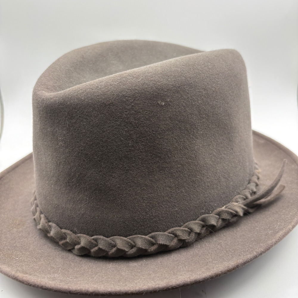 Dobbs Fedora Hat Mens 7 1/4 Brown Fifth Ave Felt Braided Band Vintage Dress Hat